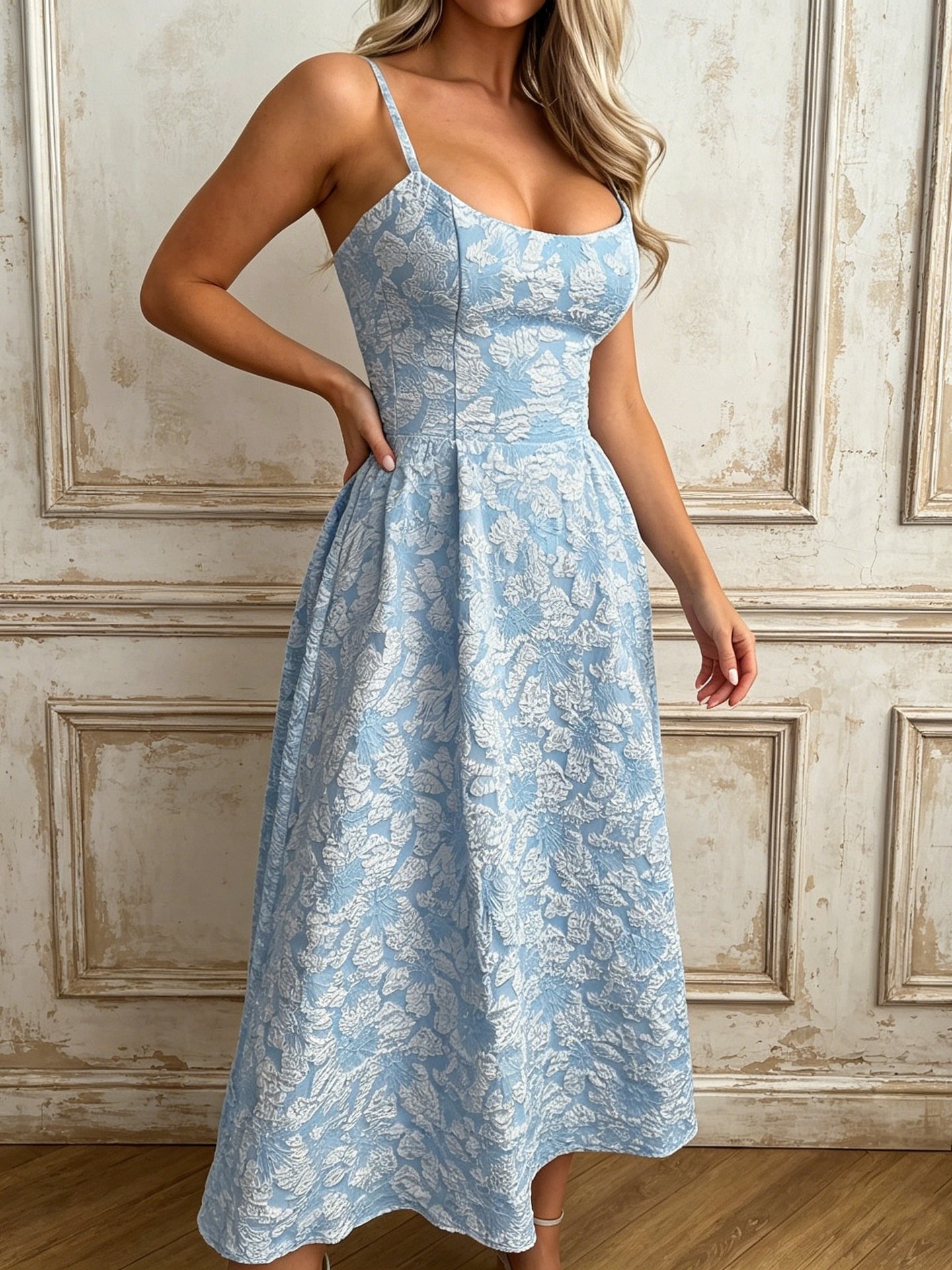 Jacquard Backless Long Dress