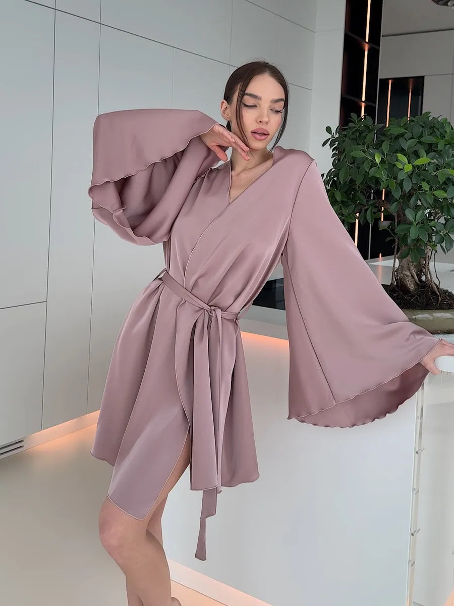 V-neck Thin Strap Nightgown Lazy Style Parties Mini&Short Dresses