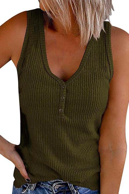 Carrie V Neck Buttons Sleeveless Top
