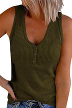 Carrie V Neck Buttons Sleeveless Top