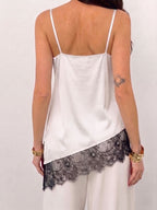 V-neck Irregular Lace Trim Splicing Jacket Camisoles