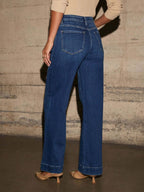 Slimming Wide Leg High Waist Straight Old Jeans