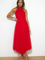 Halter Mesh Formal Dress Maxi Dresses