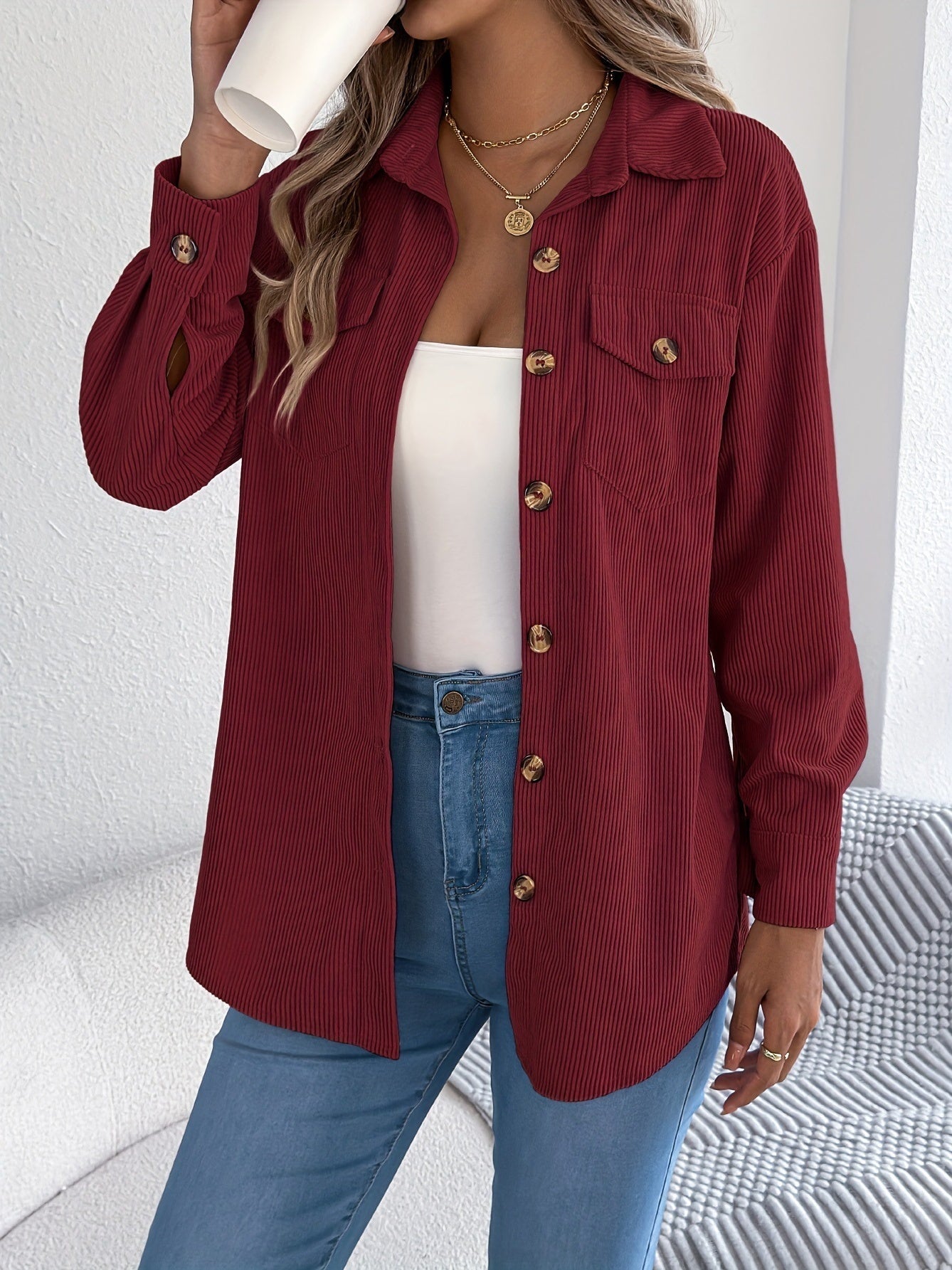 Loose-fitting Solid Color Women's Casual Shirt