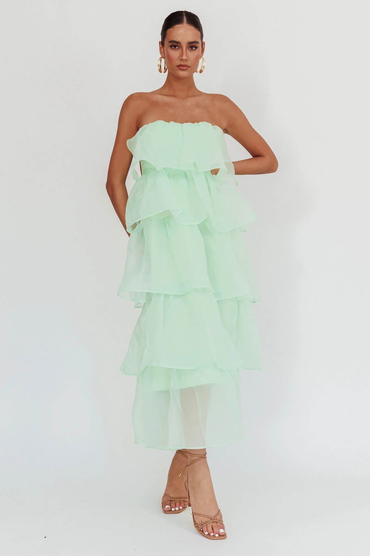 Estefanía Timeless Sunlit Ruffle Cascade Dress Elevated Occasion Wear