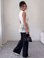 Lace Sleeveless Suit Splicing Hollow Vests