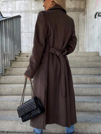 Simple Long-sleeved Lapel Button-down Woolen Coat