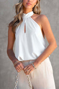 Sleeveless Cut Out Halter Backless Top