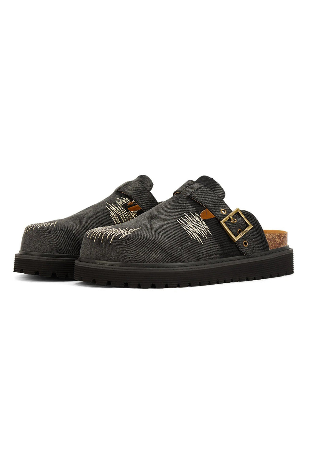 Distressed Denim Closed-toe Slip-on Flat