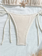 Solid Color Mesh Long Dress Starfish Swimsuit Bikini Three-piece Set