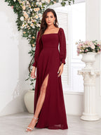 Grace Bandage Slit Formal Dress Chiffon Maxi Dresses