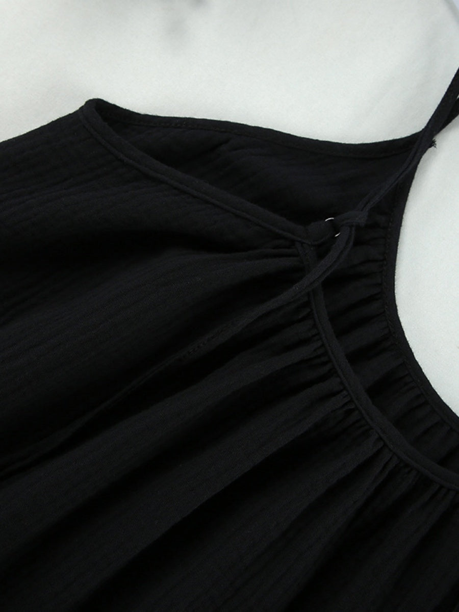 100% Cotton Temperament Camisoles Loose-fit Home Vacation Mini&Short Dresses