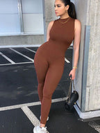 Slim-fit Round Neck Sleeveless Jumpsuit