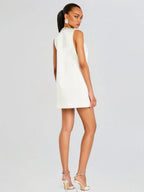 V-neck Rhinestone-studded Sleeveless Temperament Grace Parties Mini&Short Dresses