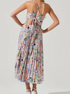 V-neck Camisoles Backless Graffiti Maxi Dresses