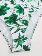 Blue And White Porcelain Print One-piece Slimming And Figure-flattering Long Swimsuit And Sun Protection Dress Two-piece Set
