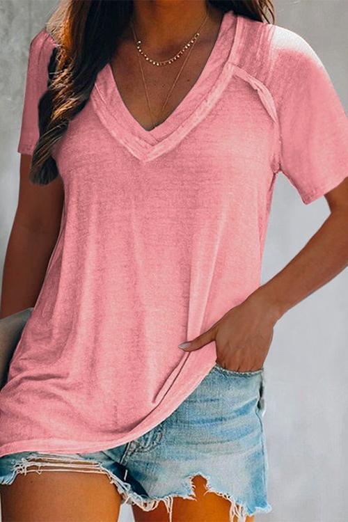 Debi V Neck Short Sleeve T Shirt