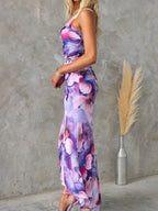 Sloping Shoulders Printed Stretch Tube Top Maxi Dresses
