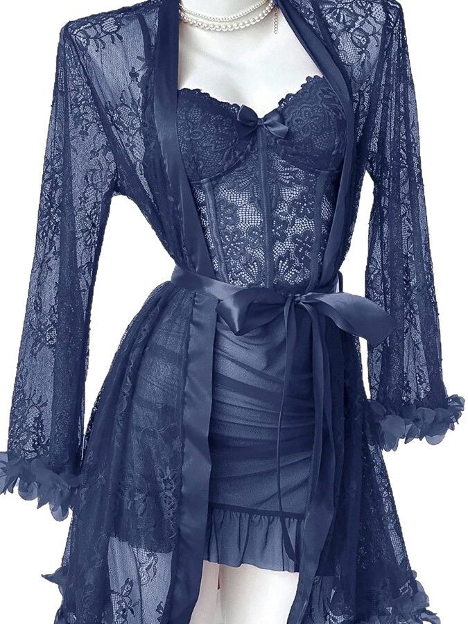 Lace Lingerie Mesh Two-piece Sleepwear Set