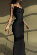 Elegant Sexy Solid Paneled Tie Bodycon Dress