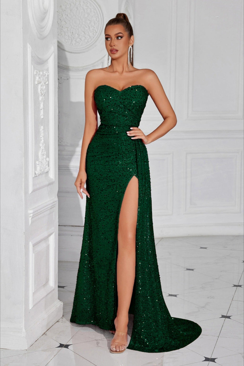 Strapless Split Maxi Dress