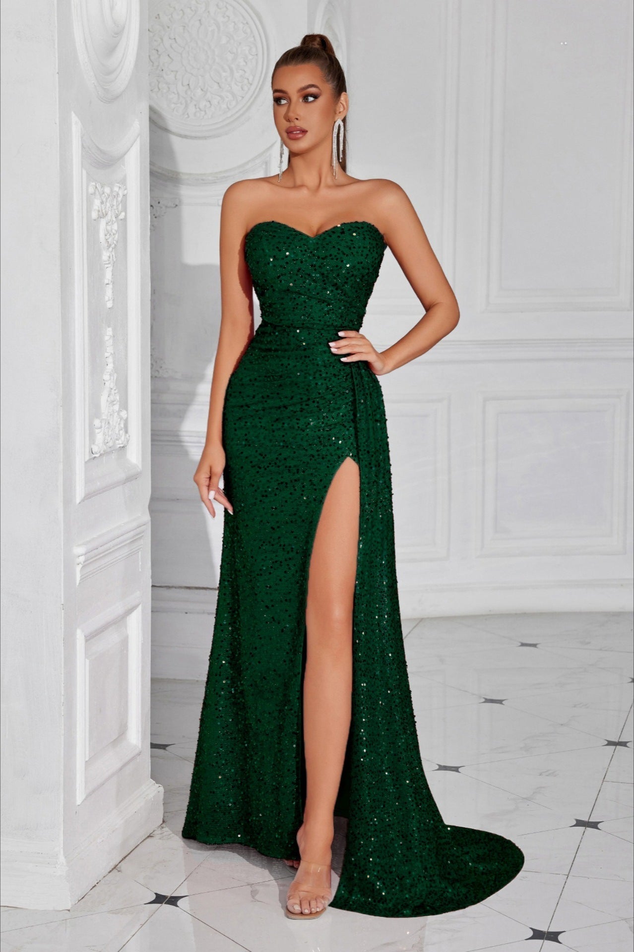 Strapless Split Maxi Dress