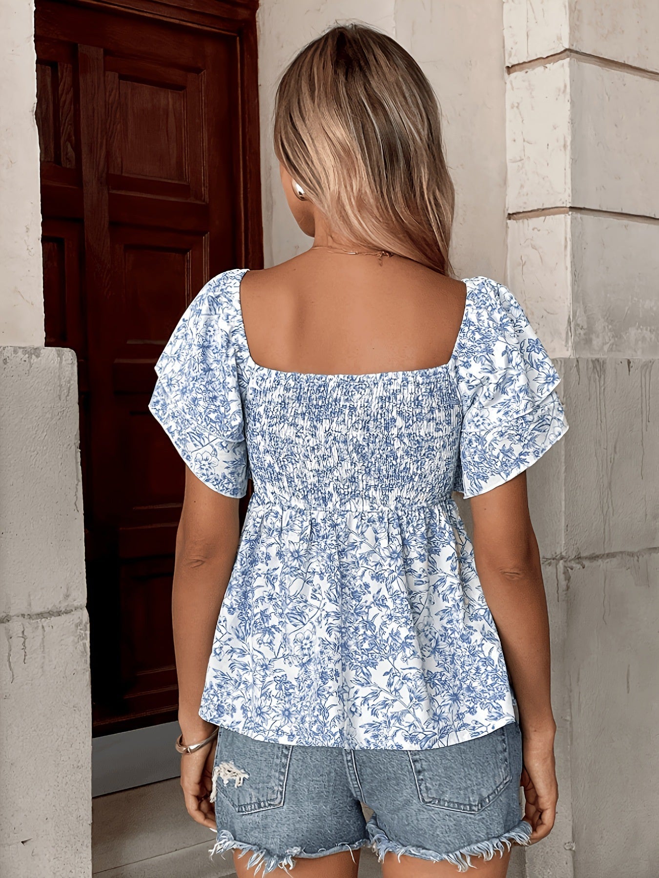 Fresh Floral Print Loose-fitting Breathable Chiffon Blouse