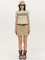 Women's Color-blocked Jacquard Patchwork T-shirt