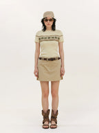 Women's Color-blocked Jacquard Patchwork T-shirt