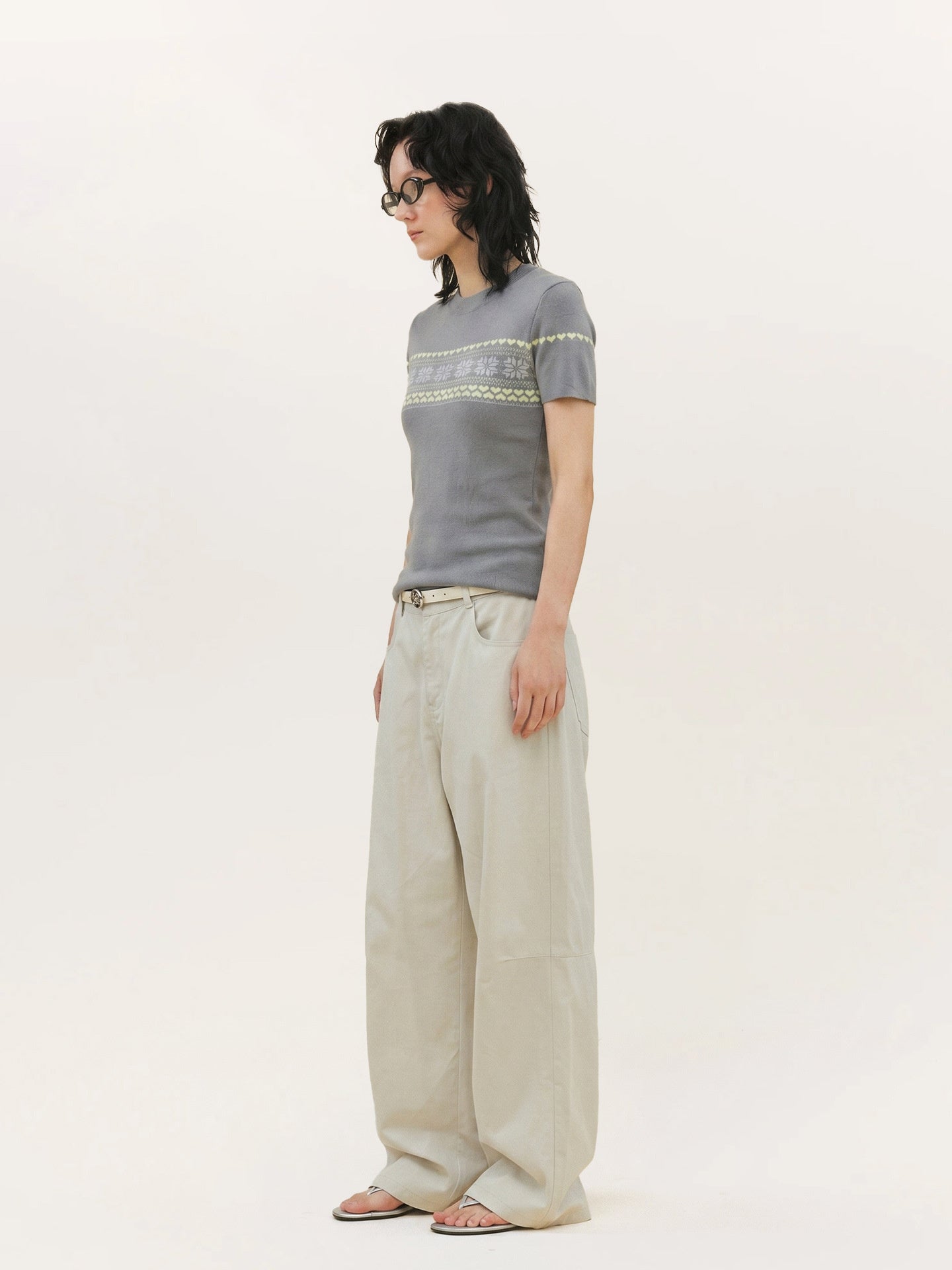 Women's Color-blocked Jacquard Patchwork T-shirt