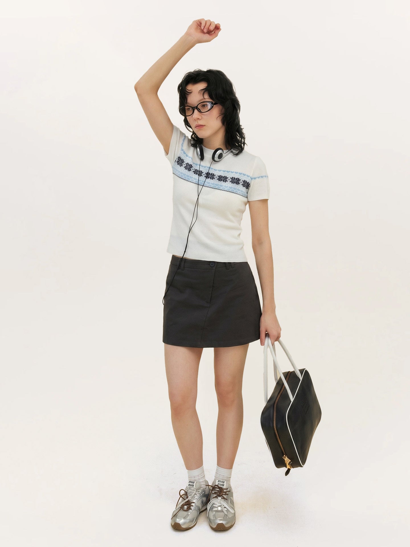 Women's Color-blocked Jacquard Patchwork T-shirt