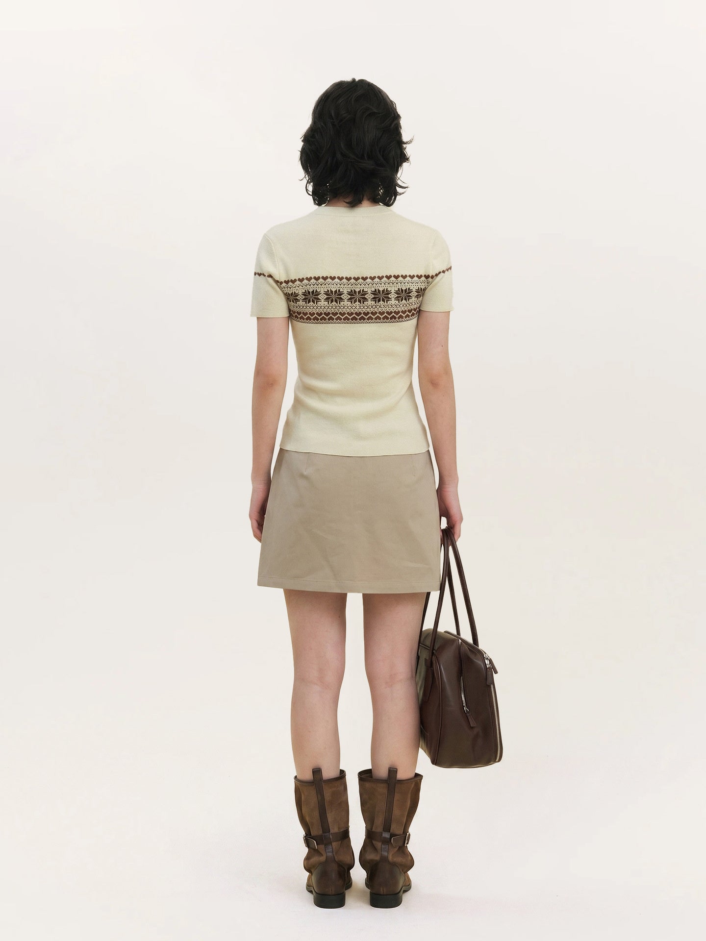 Women's Color-blocked Jacquard Patchwork T-shirt