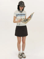 Women's Color-blocked Jacquard Patchwork T-shirt