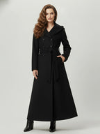 Wool Blend Maxi Hooded Coat With Double-Breasted Design For Women 2026