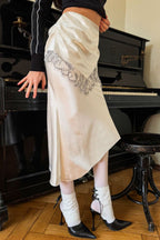 Colorblock Lace Slim Skirt