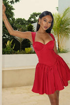 Floral Jacquard A-Line Backless Bow Party Dress