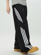Stripe Print Wide Leg Pants