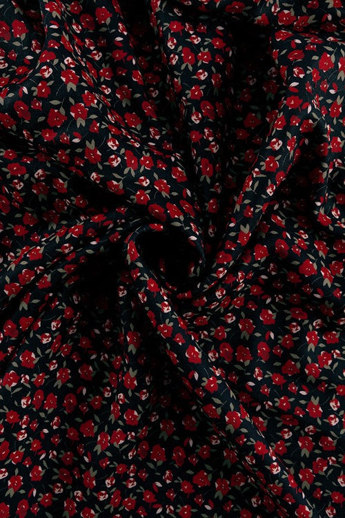 Deep V Neck Long Sleeve 3D Flower Applique High Slit Maxi Dress