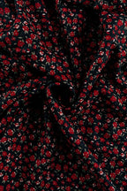 Deep V Neck Long Sleeve 3D Flower Applique High Slit Maxi Dress