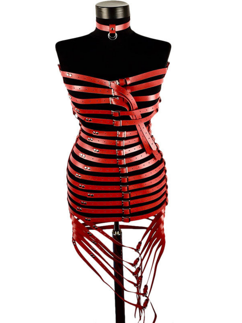 Strapless Buckle Strap Caged Bodycon Mini Dress