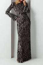 Bohemian Floral Print Long Sleeve Maxi Dress