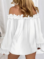 Casual Off-shoulder Ruffle Sleeves T-shirts