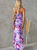 Sloping Shoulders Printed Stretch Tube Top Maxi Dresses