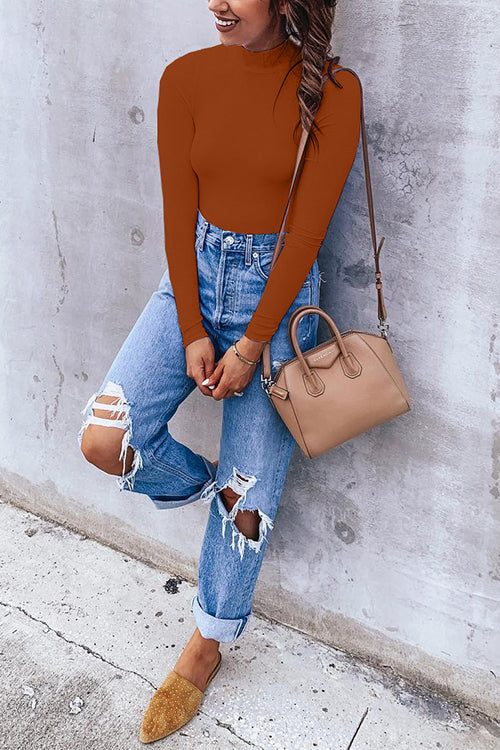 Mockneck Long Sleeves Slim Fit Bottoming Shirt