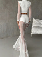 Mesh Stretch Bell-bottoms INS Loose Pants
