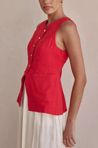 Single Breasted Pocketed Solid Vest