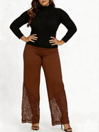 Slim-fitting, Loose-fitting, Comfortable Cropped Trousers With Lace Trim And Cutout Details