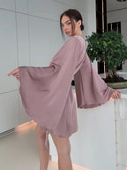 V-neck Thin Strap Nightgown Lazy Style Parties Mini&Short Dresses