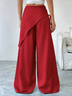 Button-up Slimming Wide-leg Trousers
