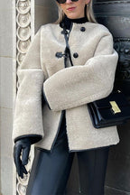 Button Down Pocketed Faux Fur Fleece Coat